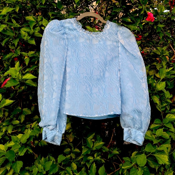 light blue puff sleeve blouse ❄️ - Picture 1 of 4